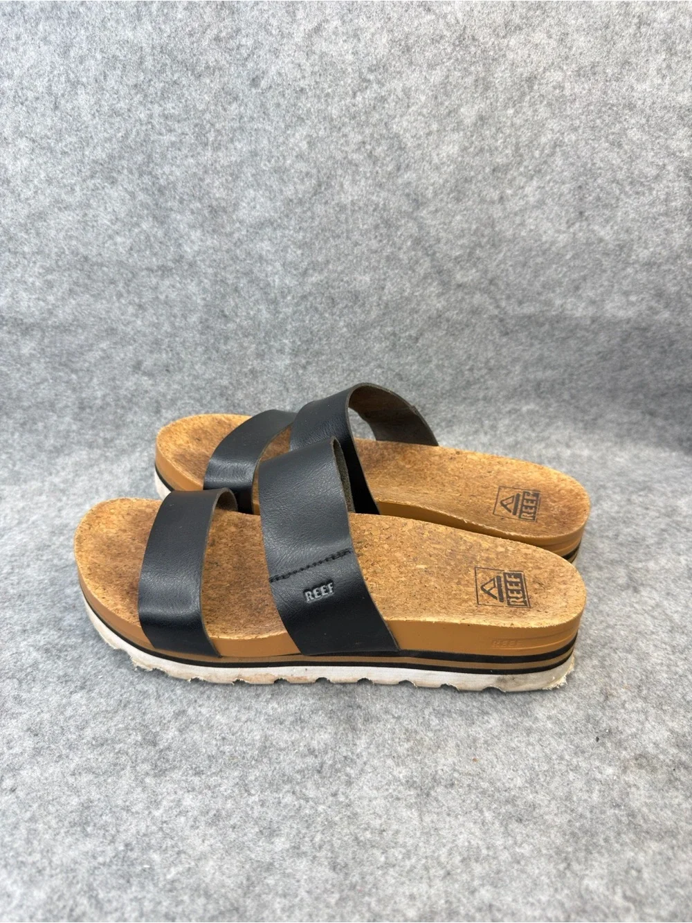 REEF Women’s Black Double Strap Platform Slide Sandals Size 9 EU 40